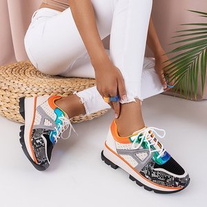 White and black women's sneakers with colored inserts Bumba - Footwear
