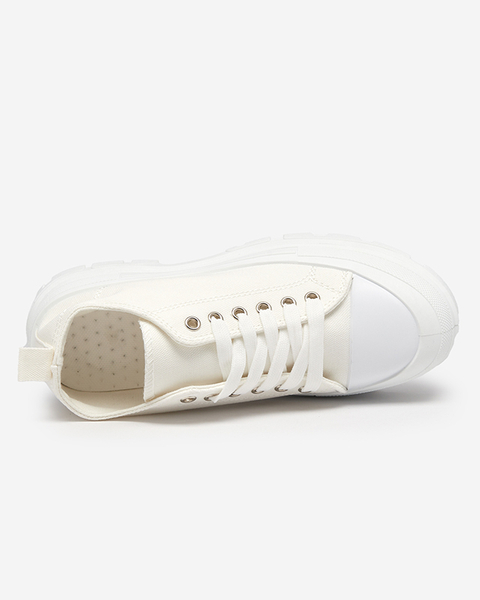 White and ecru women's sneakers on a higher sole Mytiko - Footwear