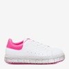 White and pink sneakers on a platform with zircons Mauria - Footwear