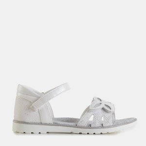 White children's sandals with brocade Amadia - Footwear