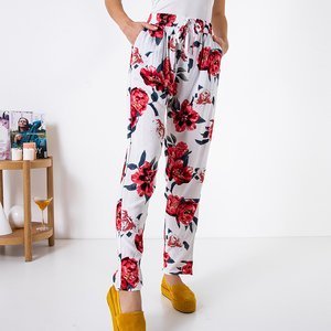 White patterned women's fabric pants - Clothing