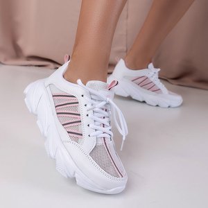 White - pink women's sports sneakers Justar - Footwear