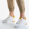 White sneakers with a wedge heel with yellow Sliomenea inserts - Footwear