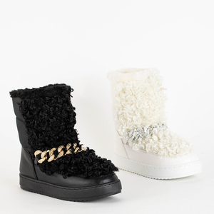 White women's snow boots with a decorative upper Port - Footwear