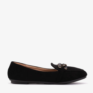 Women's Black Moccasins with Olly Decoration - Footwear