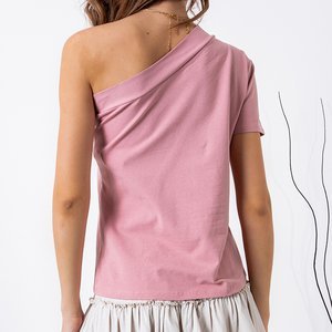Women's Pink One Shoulder Top - Clothing