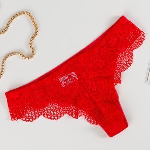 Women's Red Lace Thong - Underwear