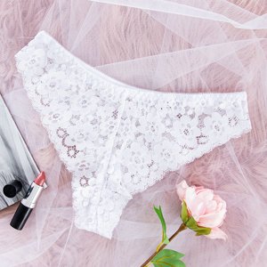 Women's White Lace Brasilans - Underwear