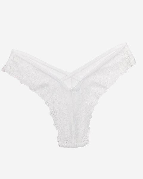 Women's White Lace Brasilian Briefs - Underwear