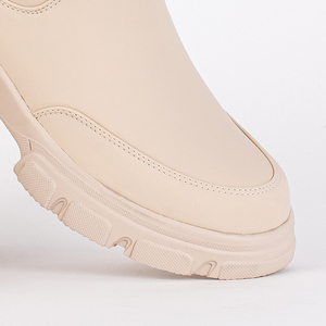 Women's beige matte boots from Resena - Footwear