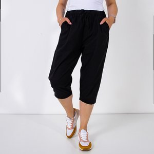 Women's black 3/4 length shorts with pockets - Clothing