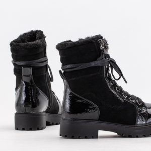 Women's black boots partially lacquered Ginoko - Footwear