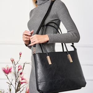 Women's black eco-leather handbag - Accessories