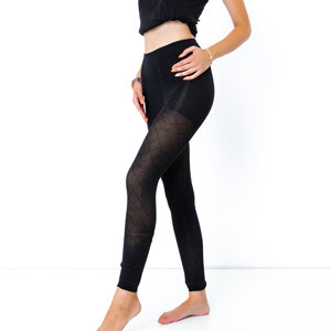 Women's black, patterned leggings 200 DEN - Clothing