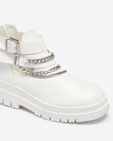 Women's boots with cut-outs in white Setica - Footwear