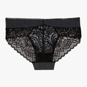 Women's briefs with black lace and dotted fabric - Underwear