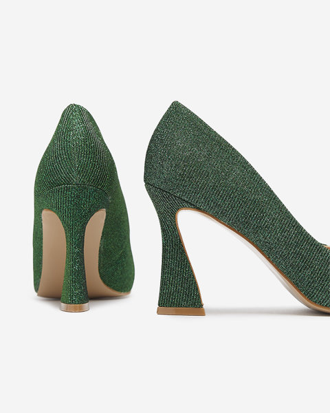 Women's brocade pumps in green color Bluskita - Footwear