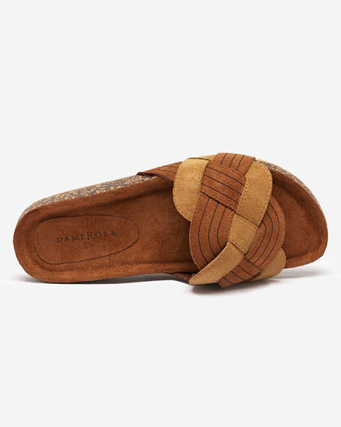 Women's eco-suede brown Zapri slippers - Footwear