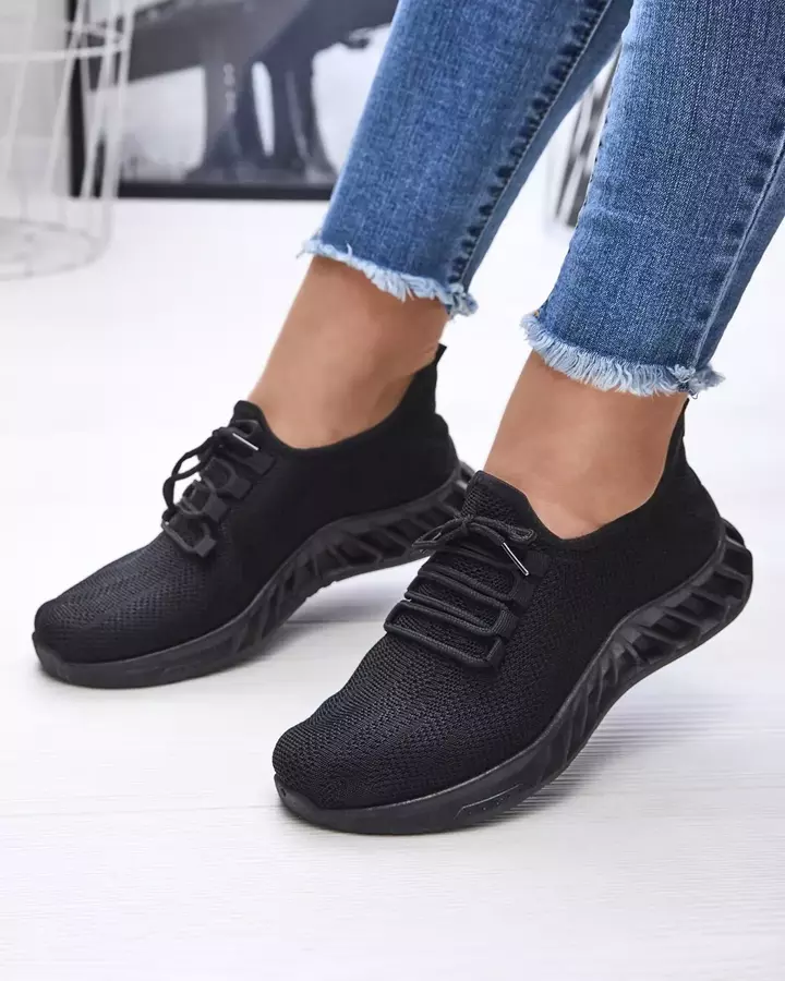 Women's fabric sports shoes in black Acarfi- Footwear