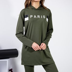 Women's green sports set with the inscription - Clothing