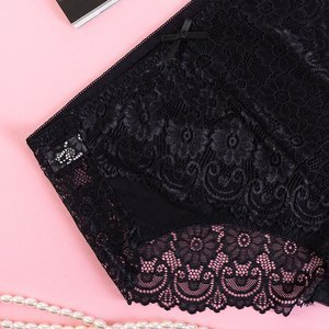 Women's high black lace panties - Underwear