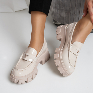 Women's light beige lacquered slip on Livinia shoes - Footwear