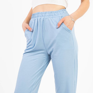 Women's light blue fabric trousers - Clothing