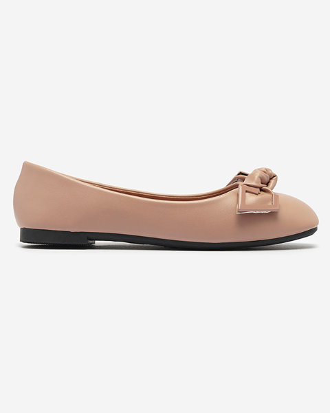 Women's light brown ballerinas with decoration on the nose Caxien- Footwear