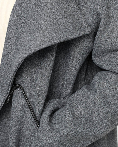 Women's long coat without fasteners in gray - Clothing