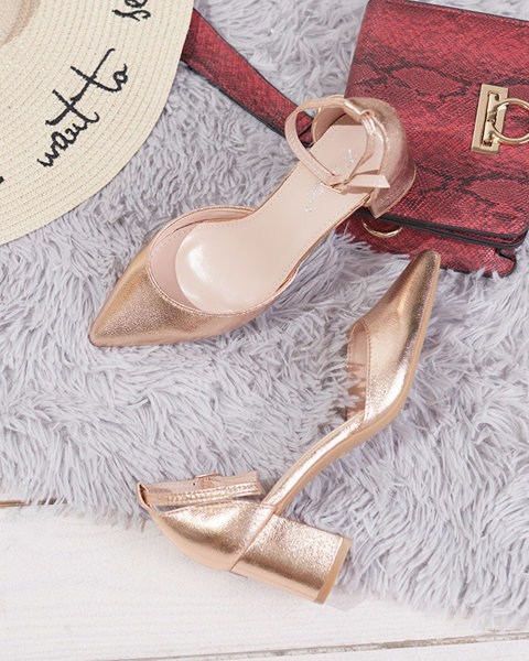 Women's low stiletto sandals in rose gold Nerola - Footwear