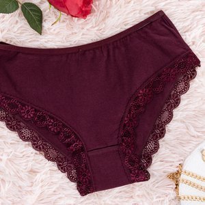 Women's maroon panties with lace PLUS SIZE - Underwear