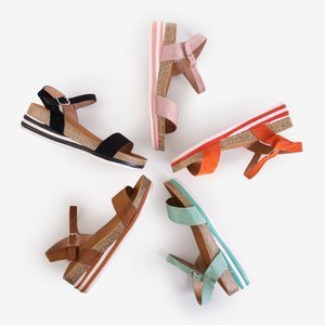 Women's mint sandals on a low wedge Akiko - Shoes
