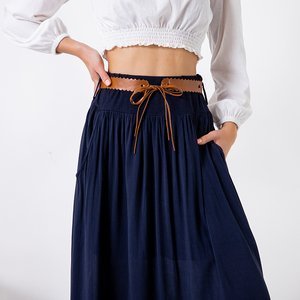 Women's navy blue cotton maxi skirt - Clothing