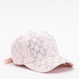 Women's pink baseball cap with cubic zirconia - Accessories