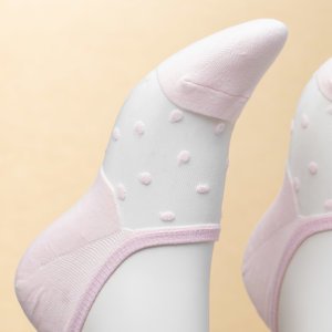 Women's pink polka dot ankle socks - Socks
