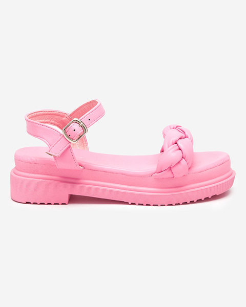 Women's pink sandals with a braided belt Kafha - Footwear
