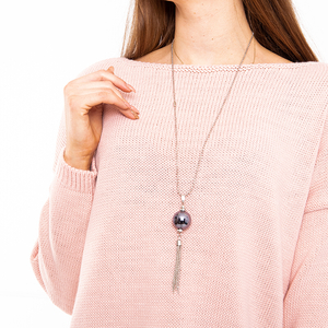 Women's pink sweater with necklace - Clothing