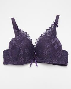 Women's purple push-up bra with lace - Underwear