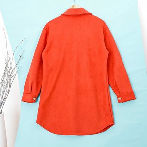 Women's red eco-suede oversize shirt jacket - Clothing