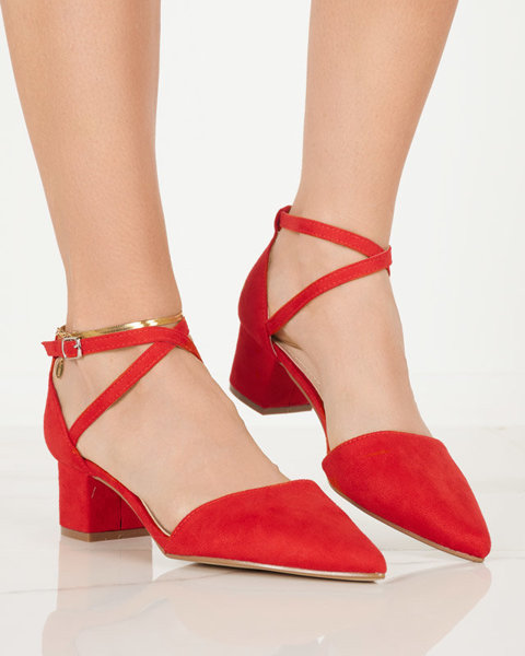Women's red sandals on a post Crisco - Footwear