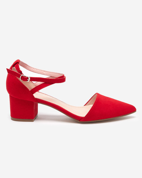 Women's red sandals on a post Crisco - Footwear