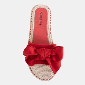 Women's red slippers with a bow Bliu - Shoes