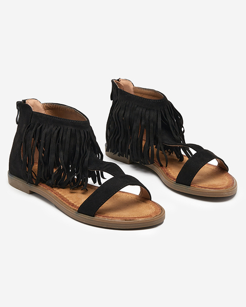 Women's sandals with black fringes Clov- Footwear