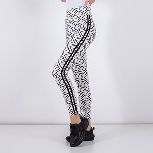 Women's white geometric leggings - Clothing