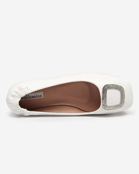 Women's white moccasins with zircons Gievori - Shoes