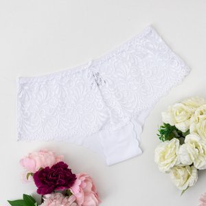 Women's white panties with lace - Underwear