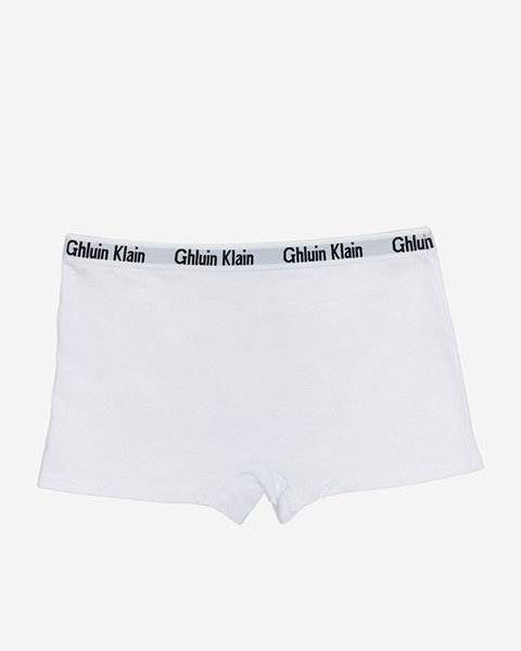 Women's white plain boxer shorts with print- Underwear
