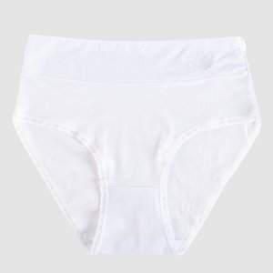 Women's white ribbed panties PLUS SIZE - Underwear