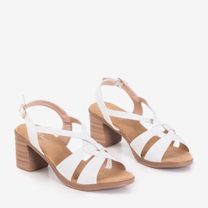 Women's white sandals with a higher heel Weronics - Shoes