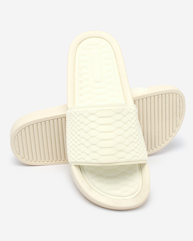 Women's white slippers with Galite embossing - Footwear